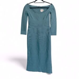 Herve Leger Teal Bandage Dress